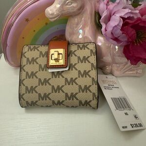 Michael Kors Beige and Brown Logo Wallet